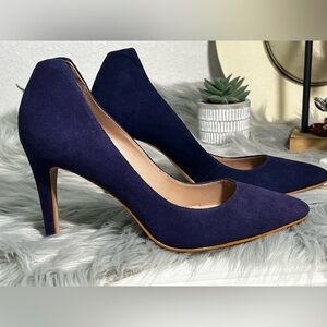 REISS Navy Suede Pointed Toe Pumps – Size 8 💙